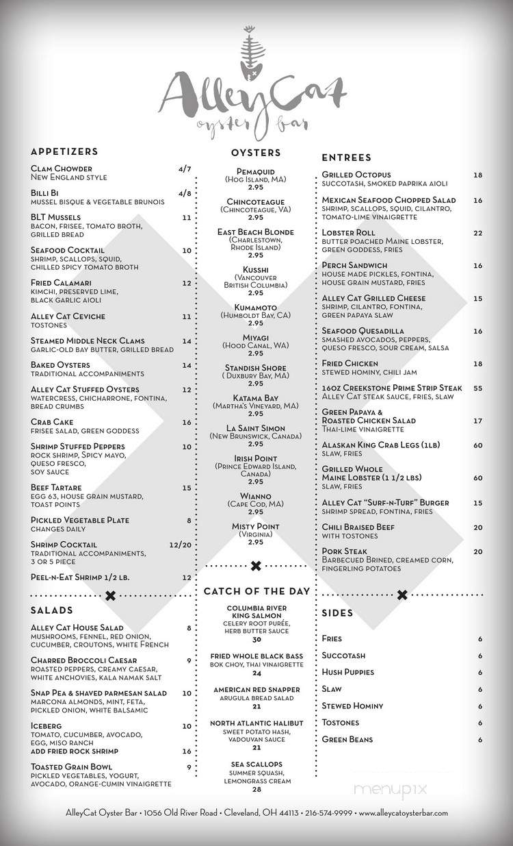 Alley Cat Oyster Bar - Cleveland, OH menu_pic