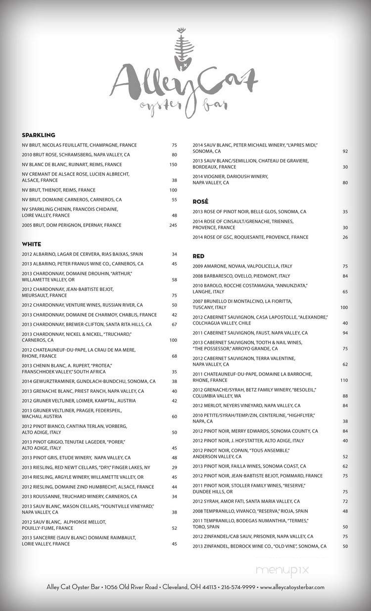 Alley Cat Oyster Bar - Cleveland, OH menu_pic