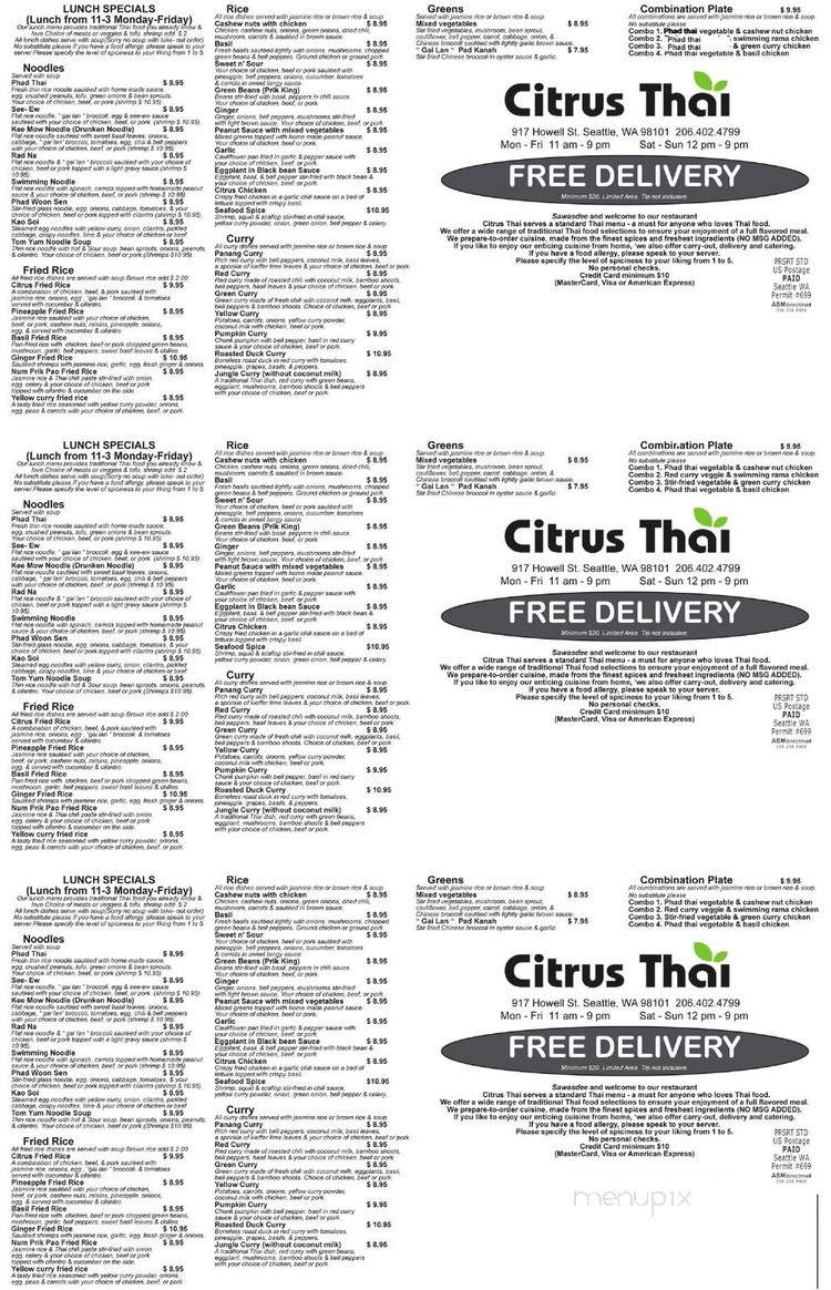 Citrus Thai - Seattle, WA menu_pic