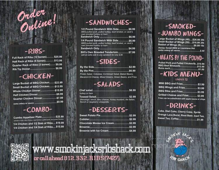 Smokin Jack's Rib Shack - Bloomington, IN menu_pic