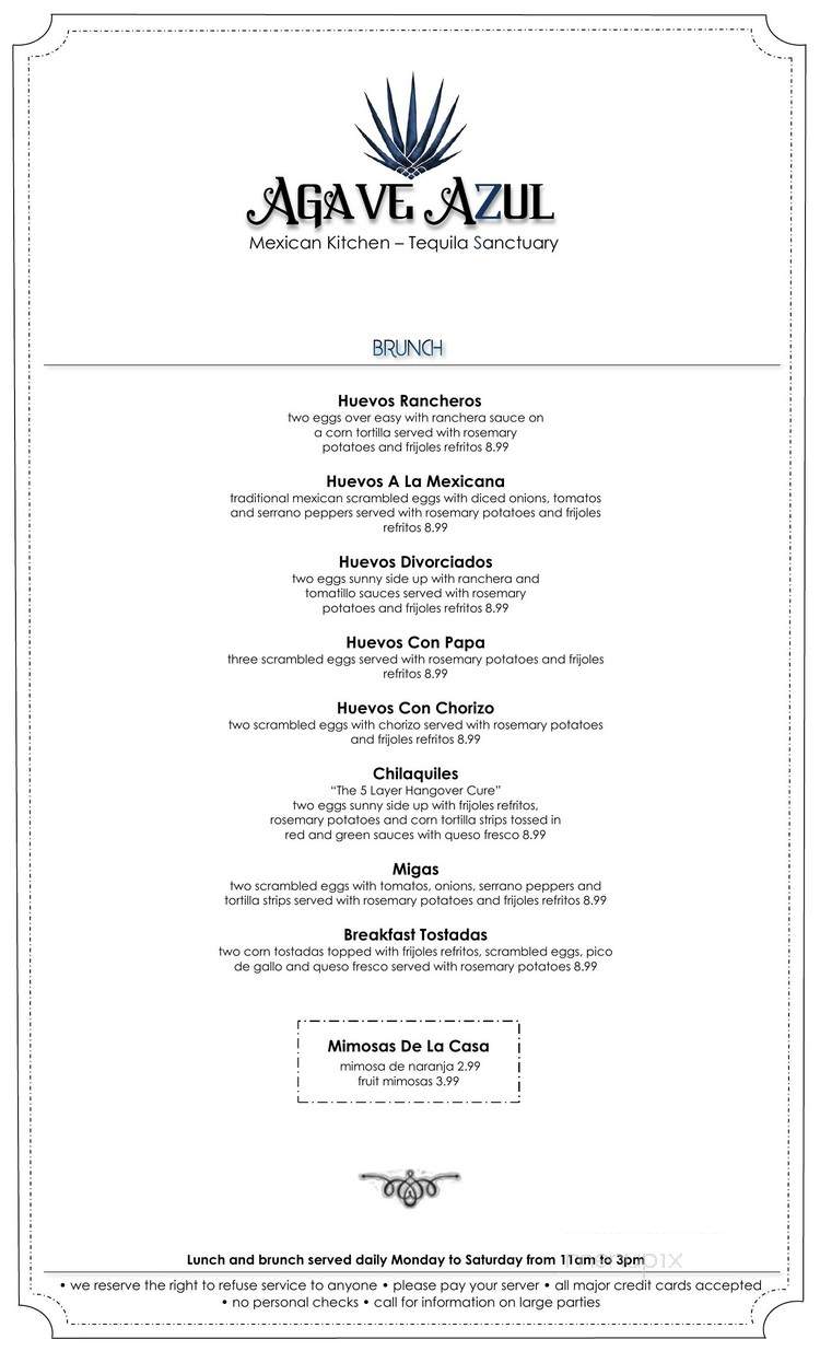 Agave Azul - Covington, IN menu_pic