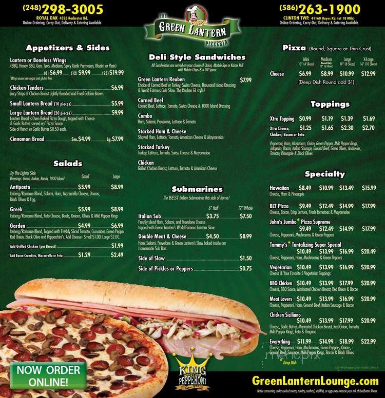 Green Lantern Pizza - Macomb, MI menu_pic