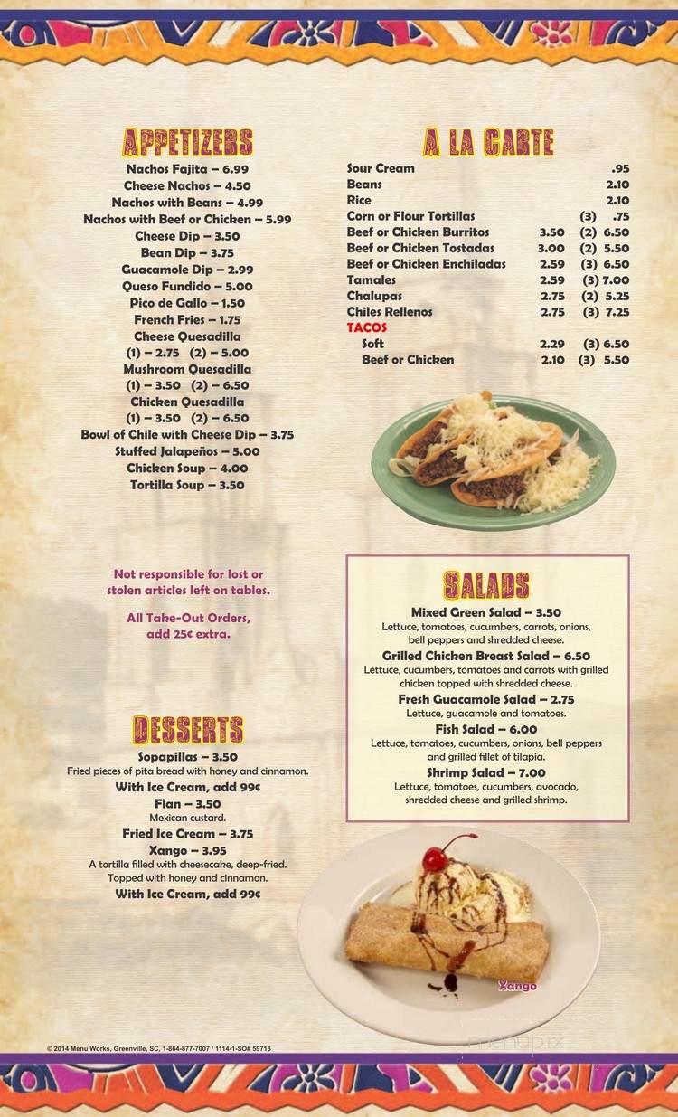 Mi Zarape - Brighton, MI menu_pic