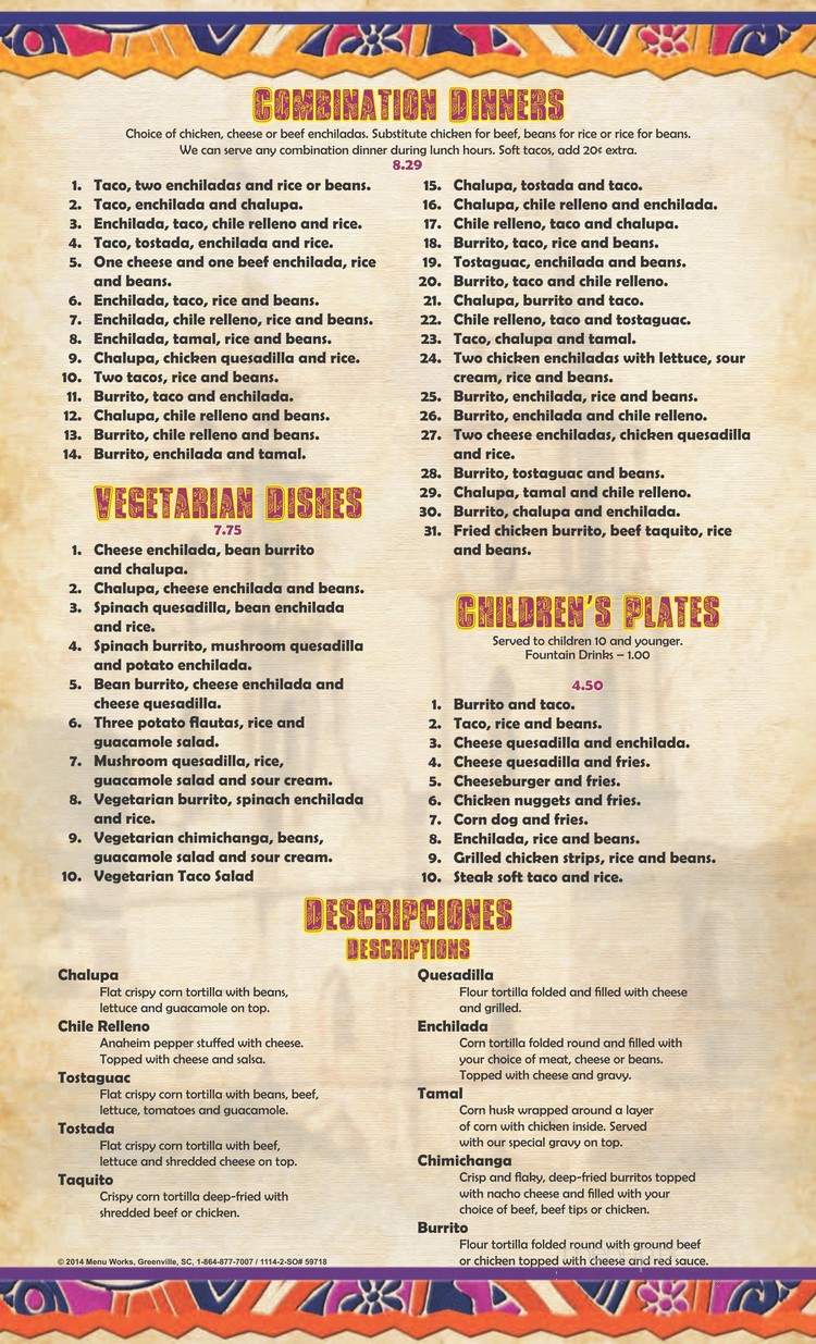 Mi Zarape - Brighton, MI menu_pic
