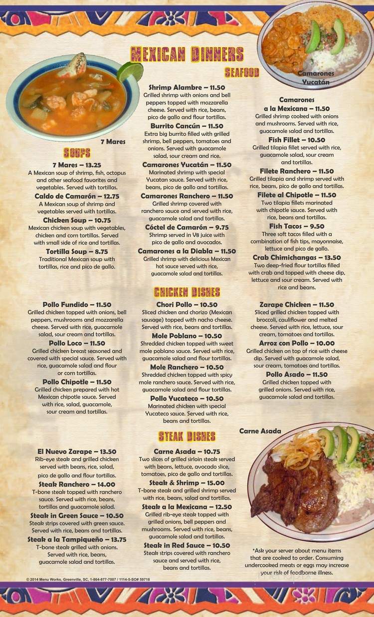 Mi Zarape - Brighton, MI menu_pic
