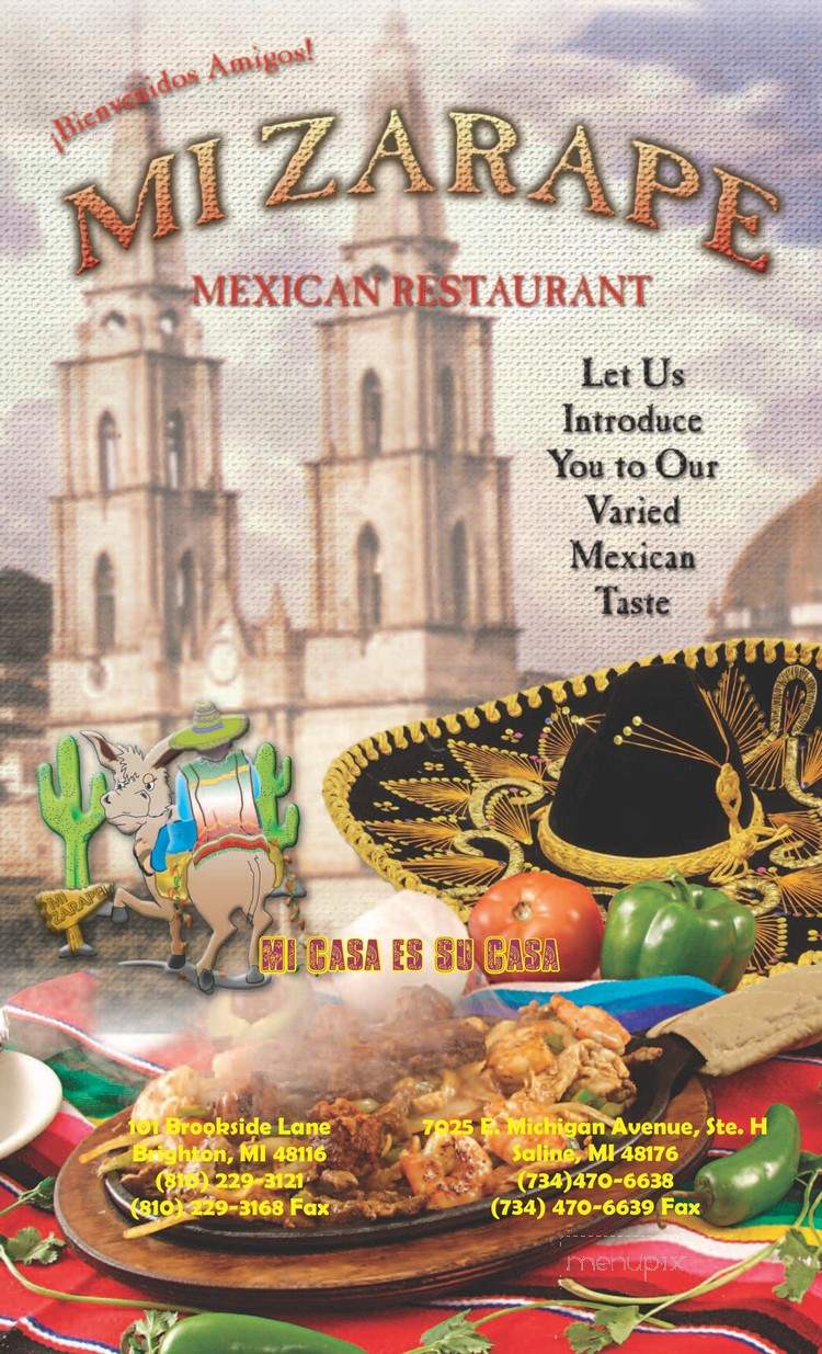 Mi Zarape - Brighton, MI menu_pic