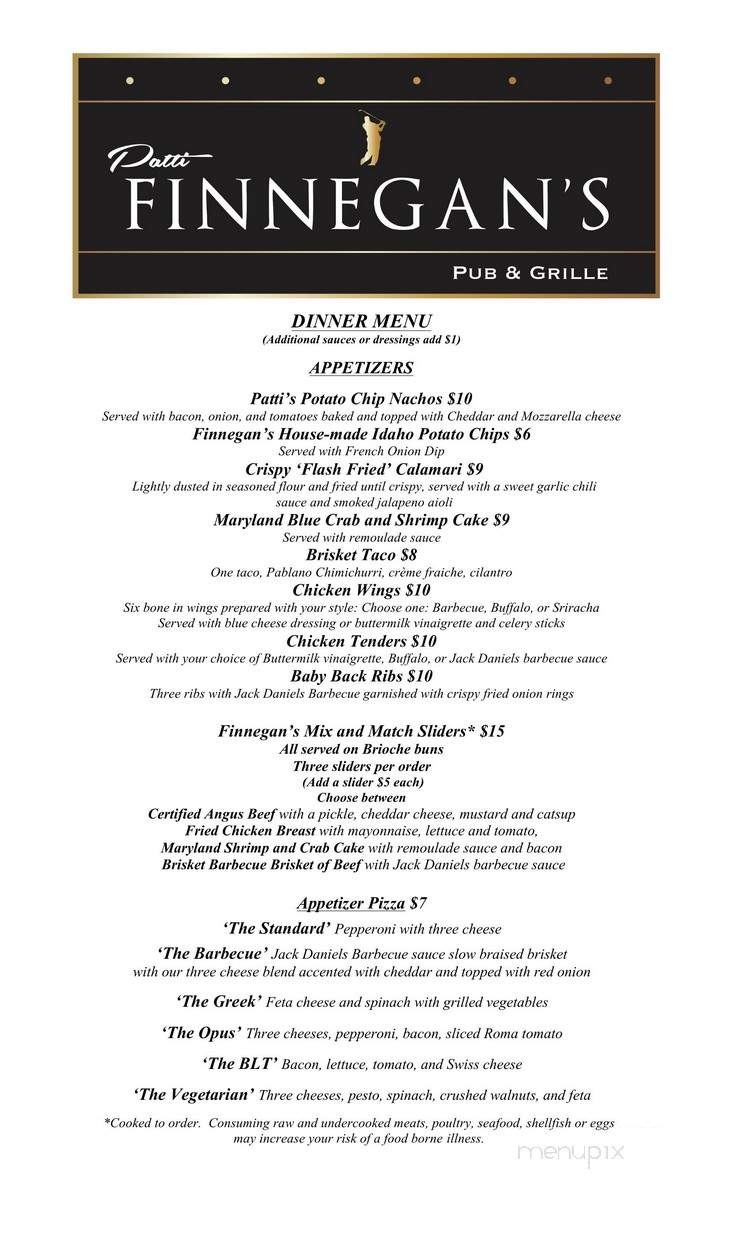 Patti Finnegan's Pub & Grille - Rochester, MI menu_pic