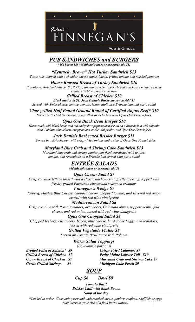 Patti Finnegan's Pub & Grille - Rochester, MI menu_pic