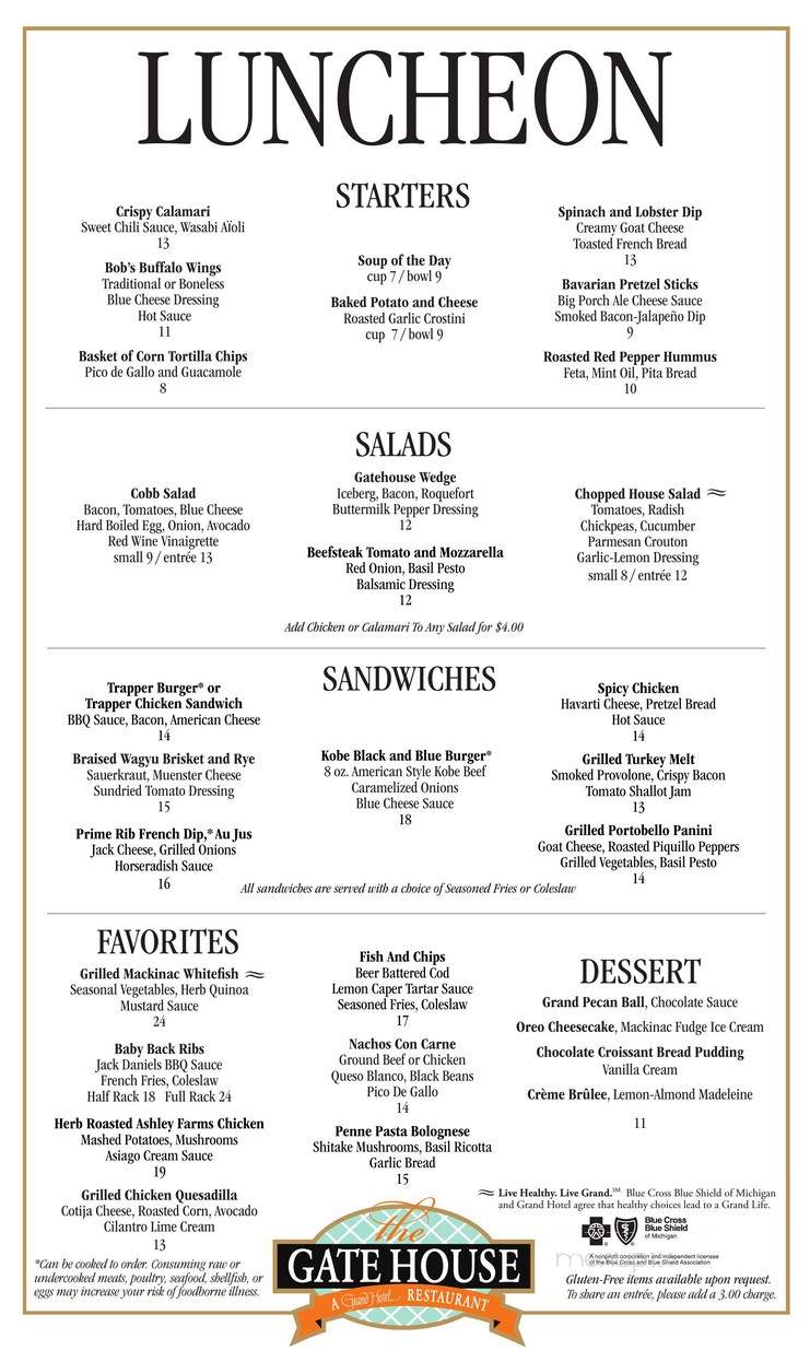 The Gate House - Mackinac Island, MI menu_pic