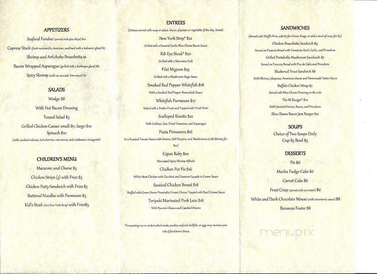 Circle M - Beaver Island, MI menu_pic