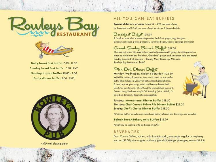 Rowleys Bay Restaurant - Ellison Bay, WI menu_pic