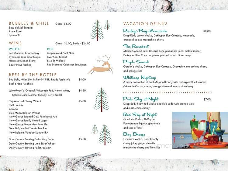 Rowleys Bay Restaurant - Ellison Bay, WI menu_pic