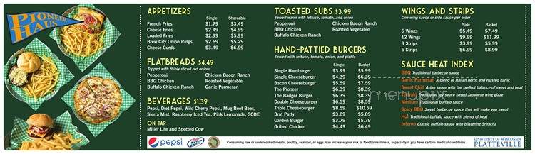 Pioneer Haus - Platteville, WI menu_pic