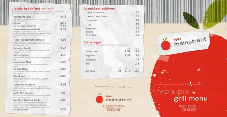 HyVee Mainstreet Grill - Muscatine, IA menu_pic