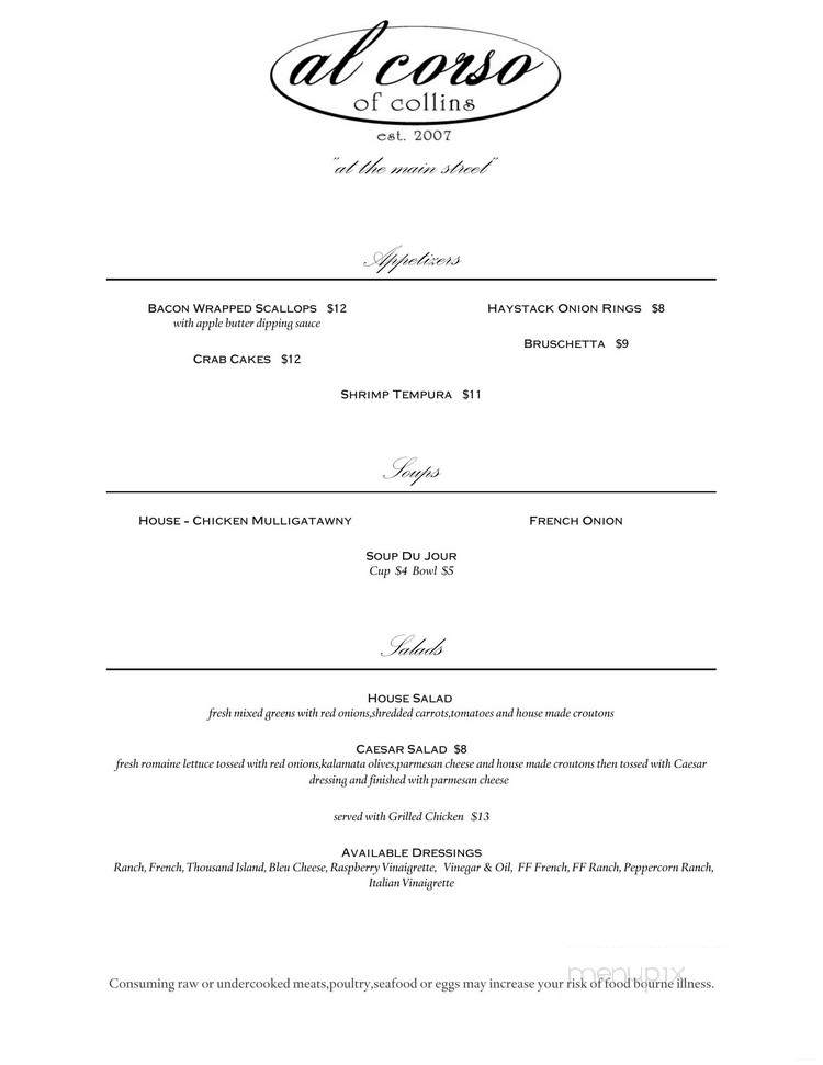 Al Corso Restaurant - Collins, WI menu_pic