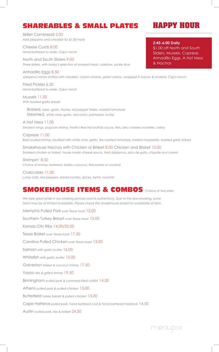 North and South Seafood & Smokehouse - Madison, WI menu_pic