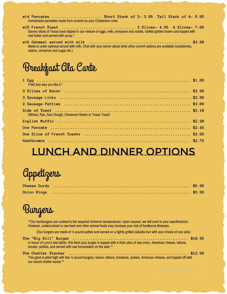 Lynn's Chatterbox Cafe - Eau Claire, WI menu_pic