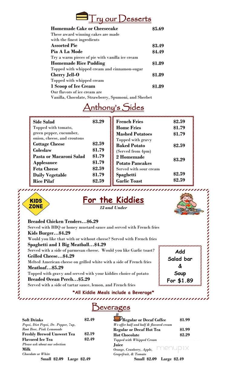 Anthony's Family Restaurant - Willowick, OH menu_pic
