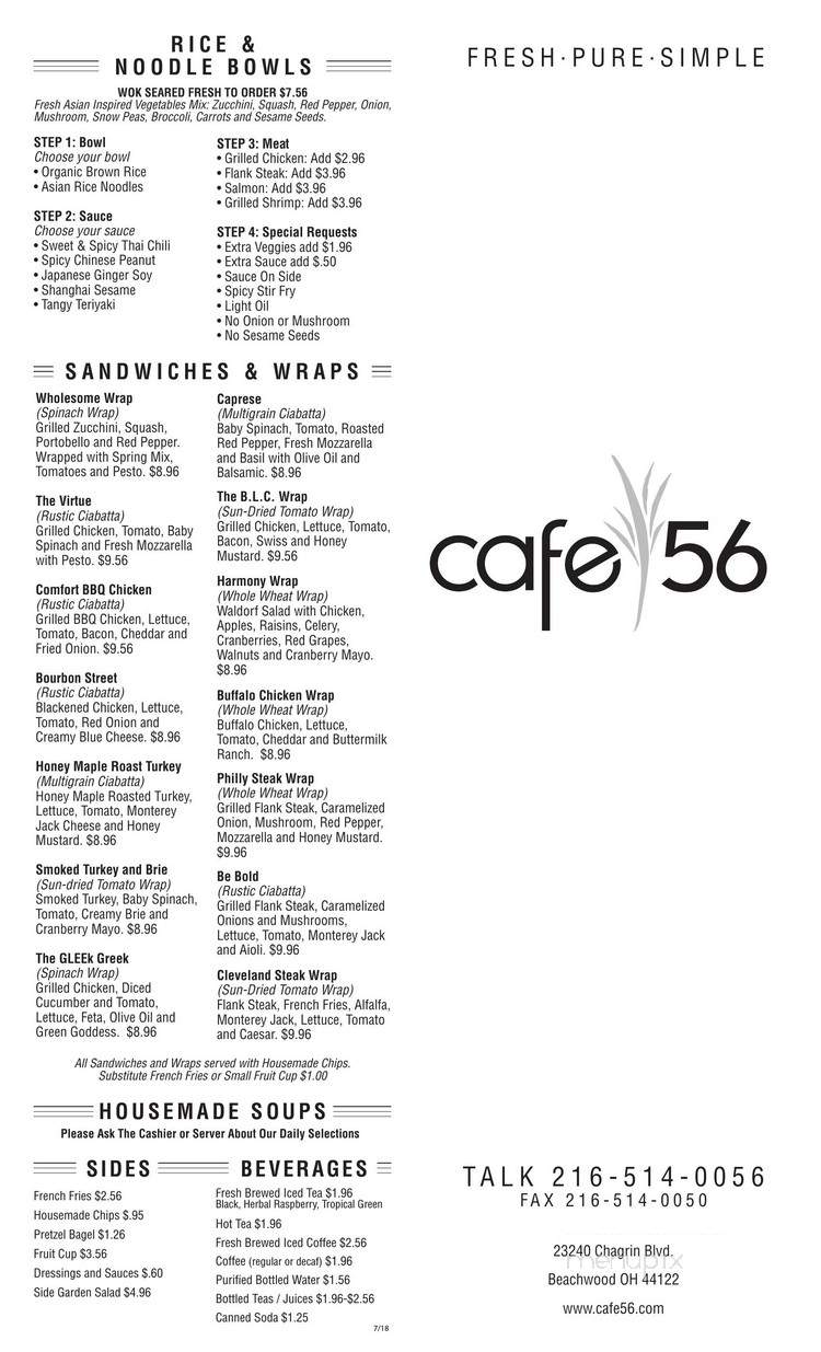Cafe 56 - Cleveland, OH menu_pic