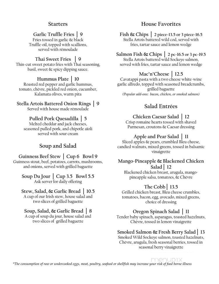 Leaky Roof - Portland, OR menu_pic