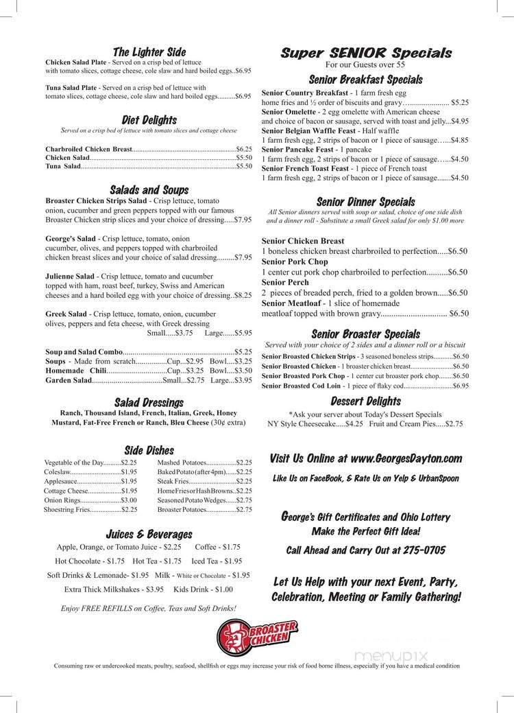 George's Restaurant - Dayton, OH menu_pic