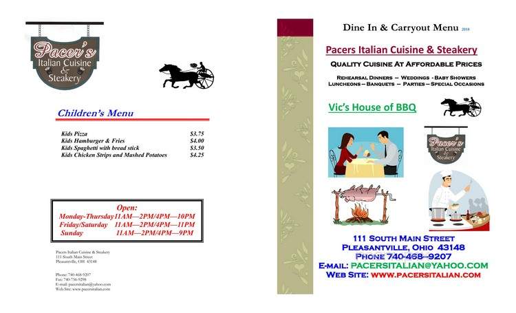 Pacer's Pizza & Bakery - Pleasantville, OH menu_pic