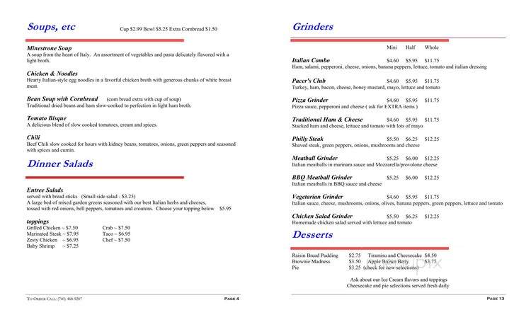 Pacer's Pizza & Bakery - Pleasantville, OH menu_pic