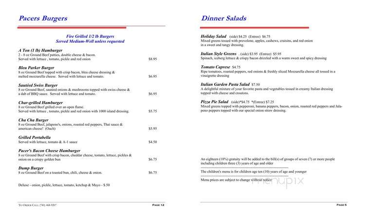 Pacer's Pizza & Bakery - Pleasantville, OH menu_pic
