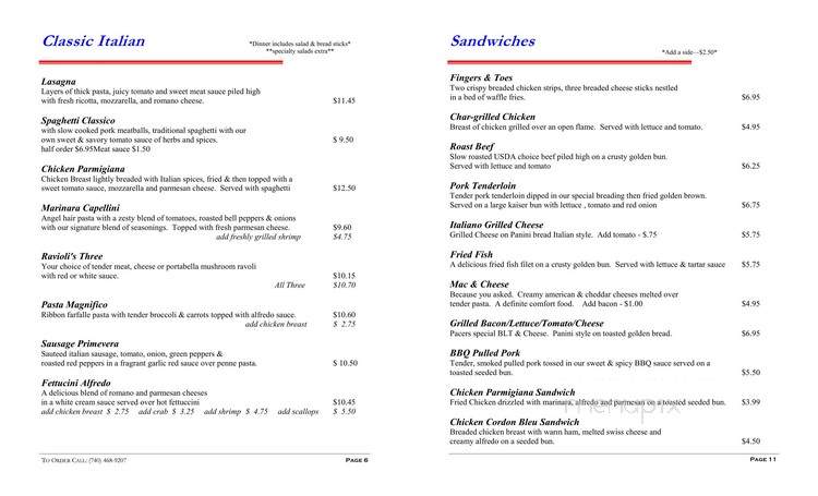 Pacer's Pizza & Bakery - Pleasantville, OH menu_pic