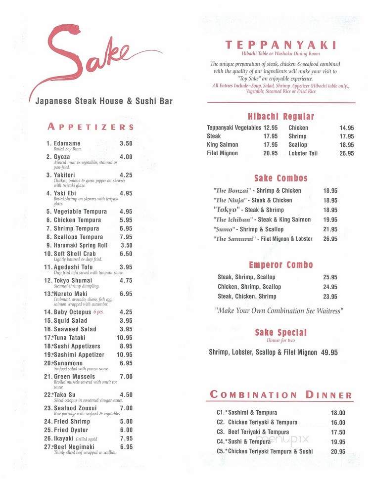 Sake Japanese Restaurant - Dayton, OH menu_pic
