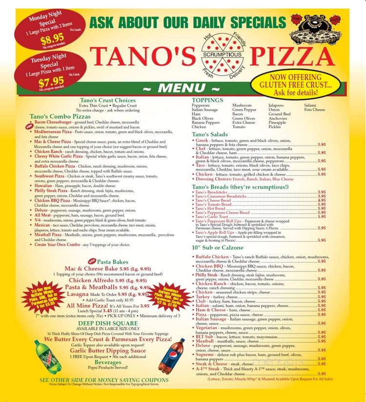 Tano's Pizza - Swanton, OH menu_pic