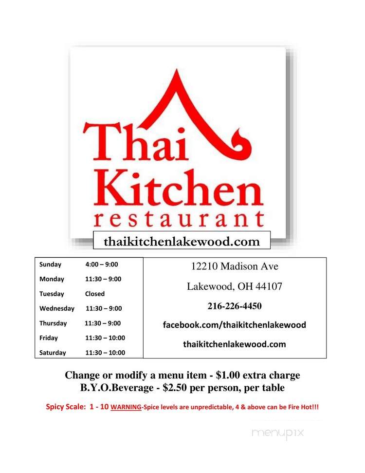 Thai Kitchen - Cleveland, OH menu_pic