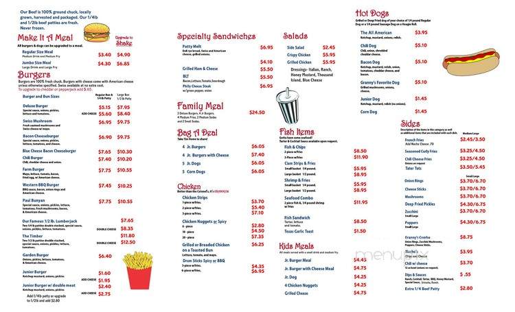 Granny's Drive-Thru - Estacada, OR menu_pic