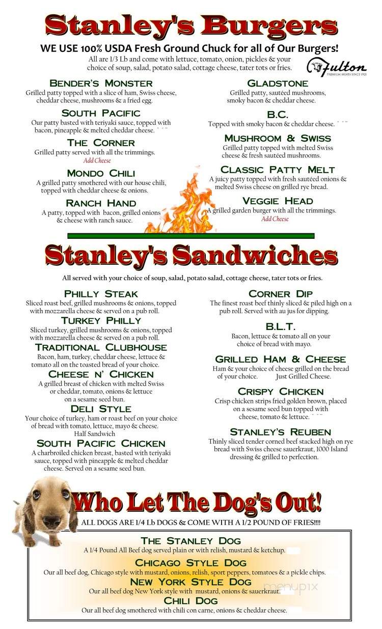 Stanley's Corner - Gladstone, OR menu_pic