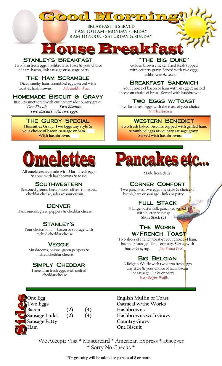 Stanley's Corner - Gladstone, OR menu_pic