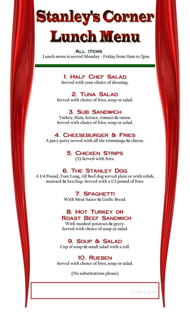 Stanley's Corner - Gladstone, OR menu_pic
