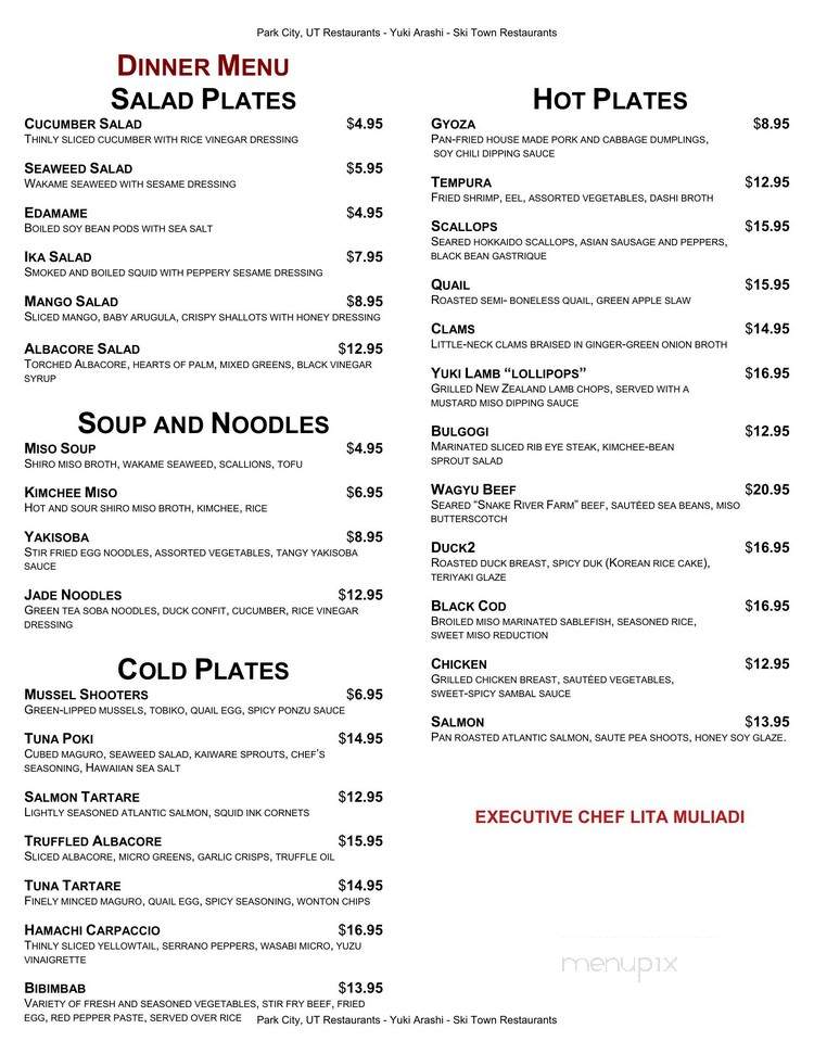 Yuki Arashi - Park City, UT menu_pic