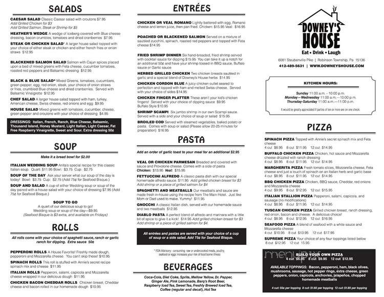 Downey's House - McKees Rocks, PA menu_pic