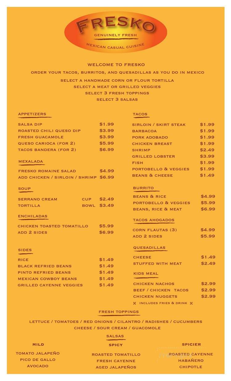 Fresko - Denver, CO menu_pic
