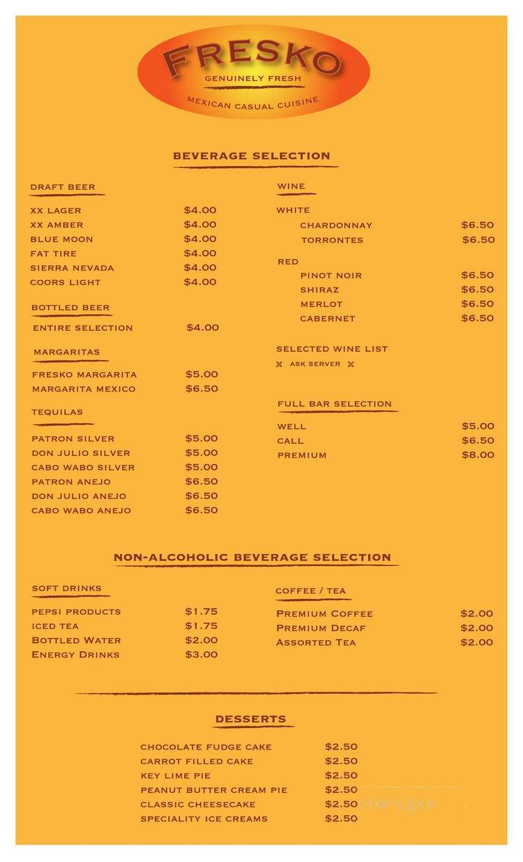 Fresko - Denver, CO menu_pic