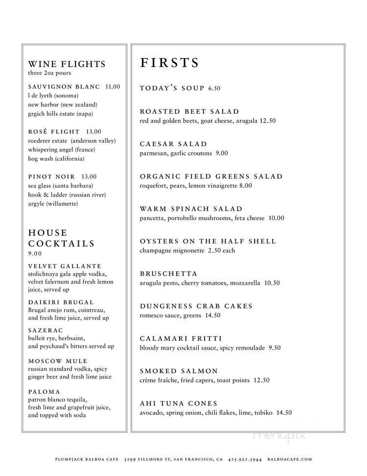 Balboa Cafe - Mill Valley - Mill Valley, CA menu_pic