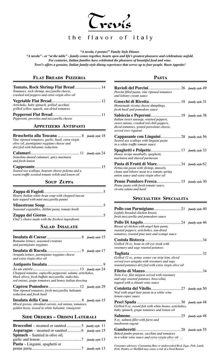 Trevi's - Omni Orlando Resorts - Champions Gate, FL menu_pic