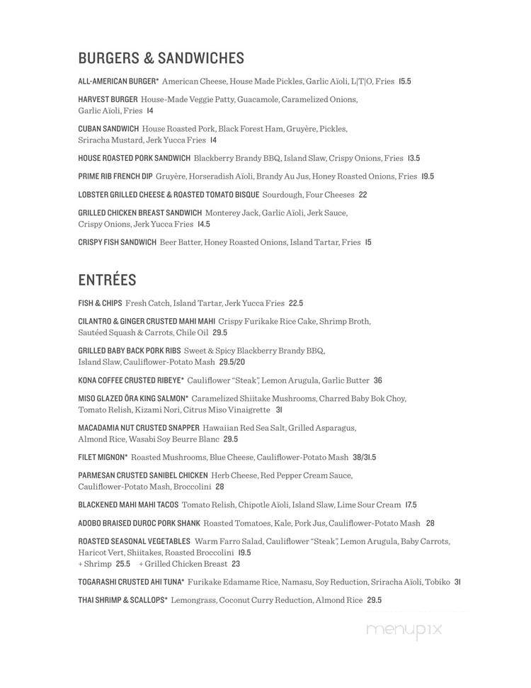Tommy Bahama's Island Grille - Newport Beach, CA menu_pic