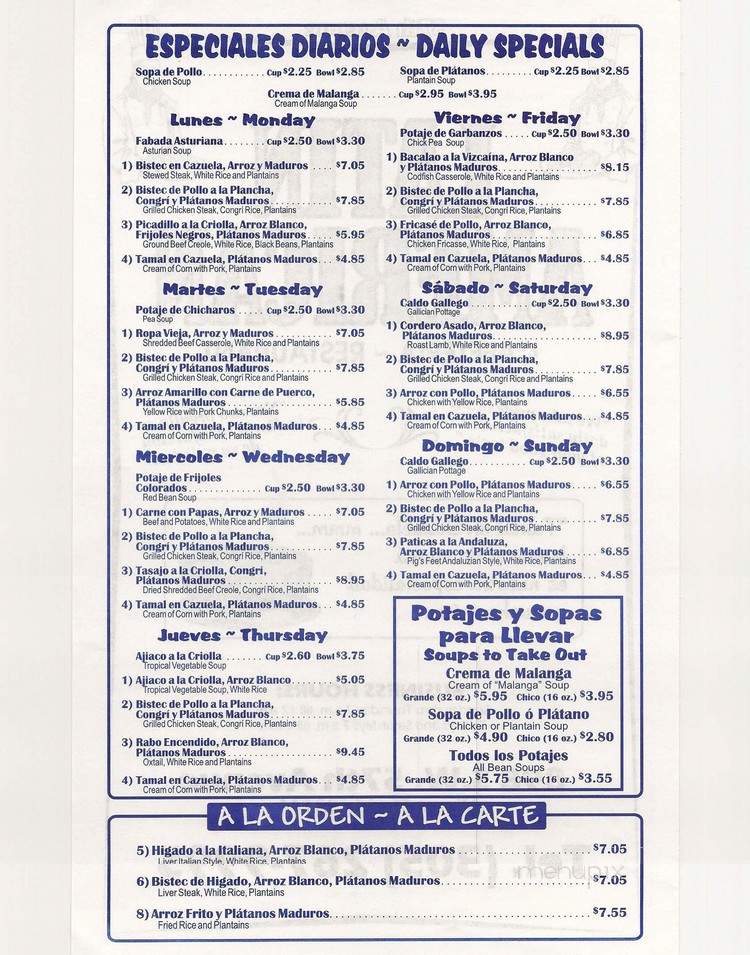 Luis Galindo Latin American Cafeteria - West Miami, Fl menu_pic