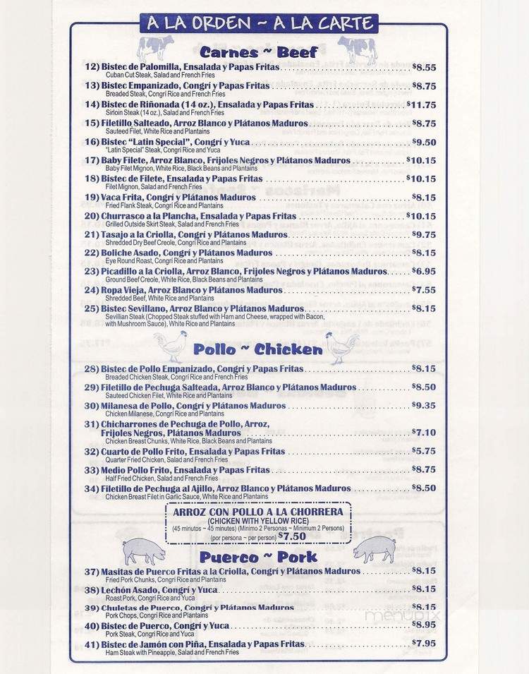 Luis Galindo Latin American Cafeteria - West Miami, Fl menu_pic