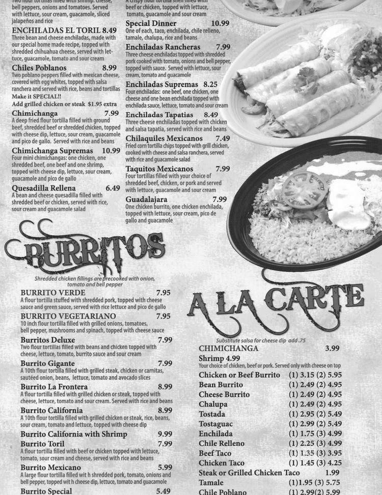 El Toril Mexican Restaurant - Kimball, TN menu_pic