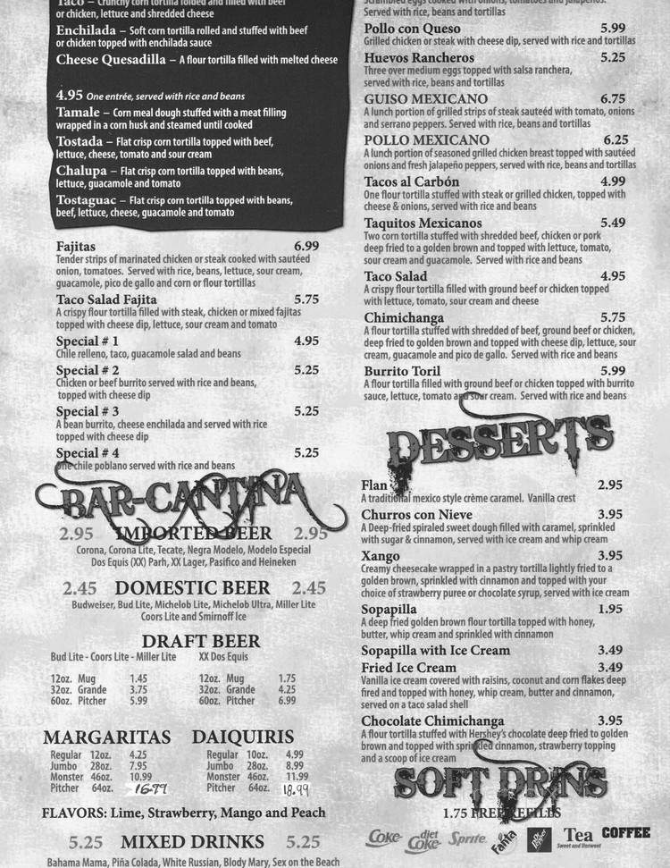 El Toril Mexican Restaurant - Kimball, TN menu_pic