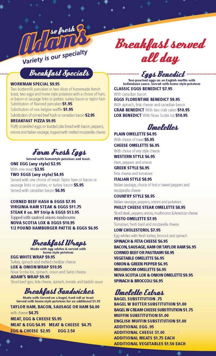 Adams Hot Bagels Pancake House - Budd Lake, NJ menu_pic