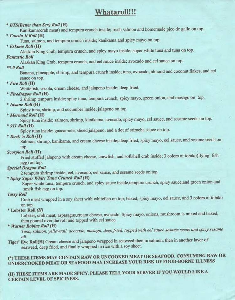 Benson's Steak and Sushi - Warner Robins, GA menu_pic