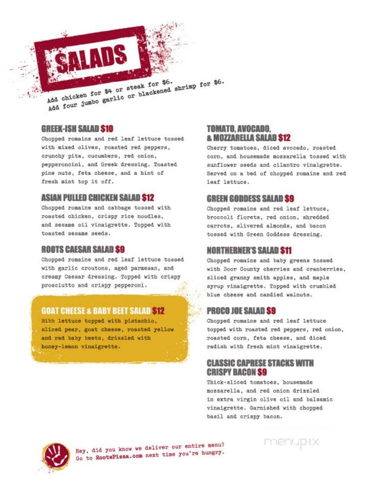 Roots Handmade Pizza - Chicago, IL menu_pic